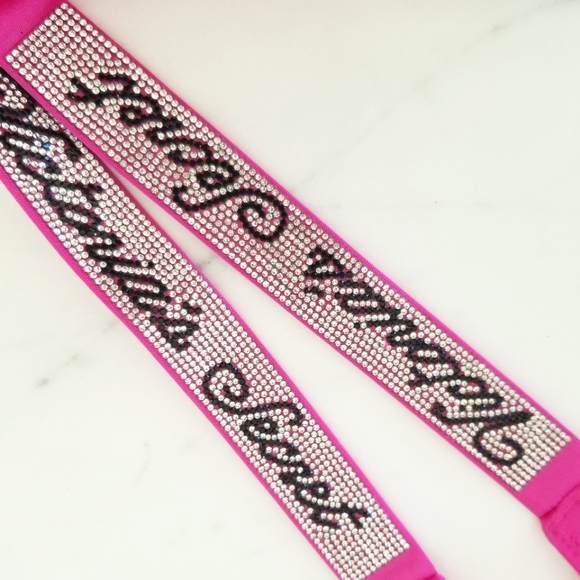 Victoria's Secret Very Sexy Rhinestone Crystal Shine Strap PINK Thong Panty NWT - Picture 10 of 12